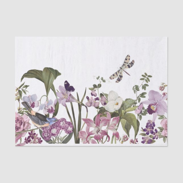 Papel De Seda Dissociação de Borda Floral Ininterrupta (Frente )