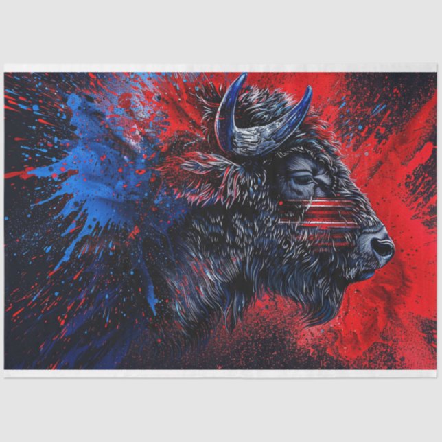 Papel De Seda Dissociação de Buffalo Patriótico Vermelho Azul (Frente )