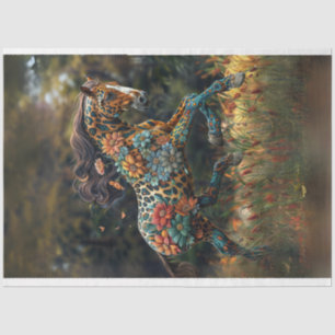 Papel De Seda Dissociação de Cavalos Galopantes Flores Whimsical