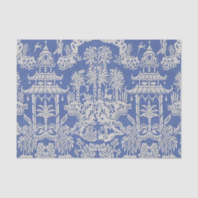 Papel De Seda Dissociação de Chinoiserie Azul e Branco Chinês (Frente )