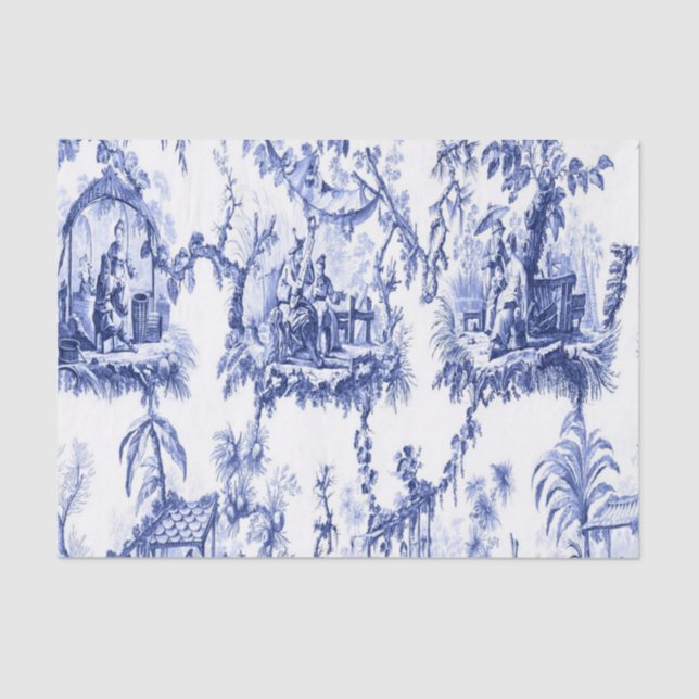 Papel De Seda Dissociação de Chinoiserie Azul e Branco Chinês (Frente )