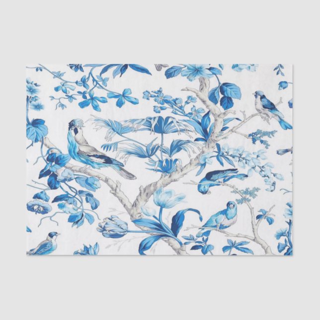 Papel De Seda Dissociação de Chinoiserie Azul e Branco Chinês (Frente )
