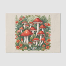 Papel De Seda Dissociação de Cogumelos Cottagecore