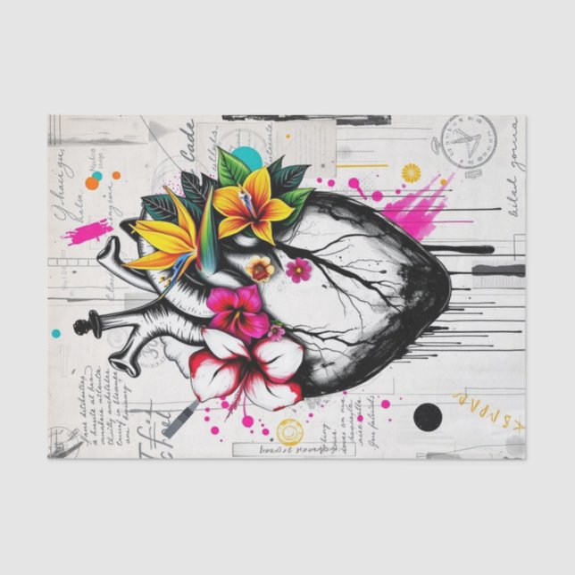 Papel De Seda Dissociação de Coração Vibrante e Bloomias Tropica (Frente )