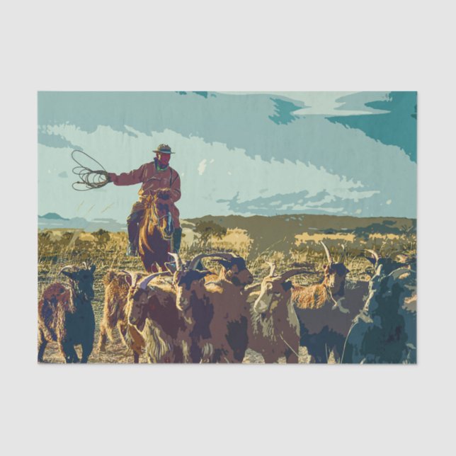 Papel De Seda Dissociação de Cowboy e Bovinos (Frente )