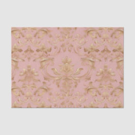 Papel De Seda Dissociação de Damasco Dourado, rosa-pálido e metá