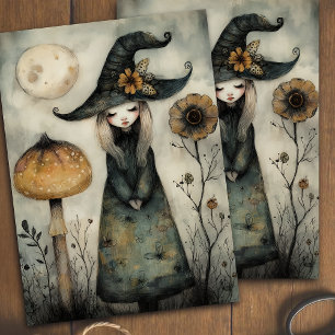 Papel De Seda Dissociação de Dia das Bruxas Florais de Vintage W
