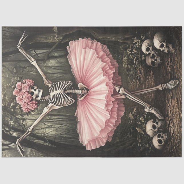 Papel De Seda Dissociação de Esqueleto Whimsical Dançando em Tut (Frente )