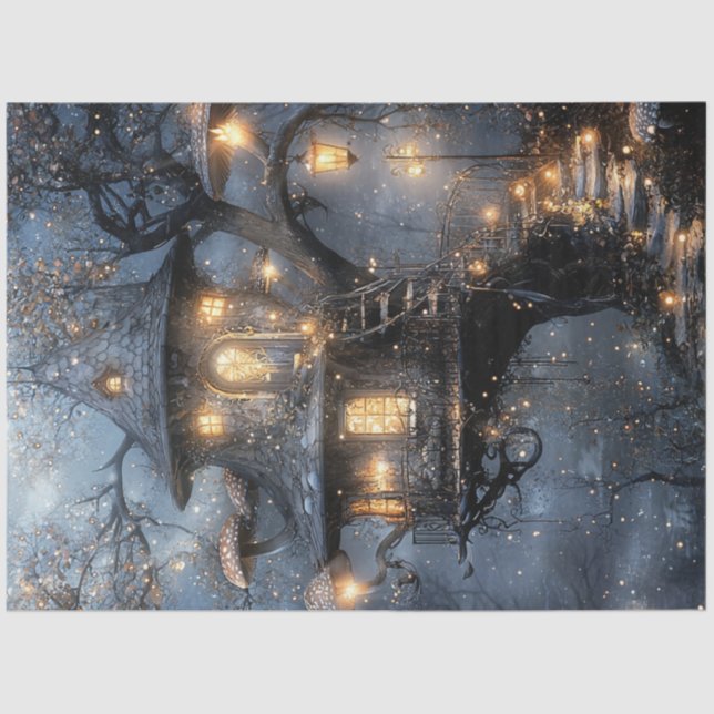 Papel De Seda Dissociação de Fantasia Fantástica Mushroom Treeho (Frente )