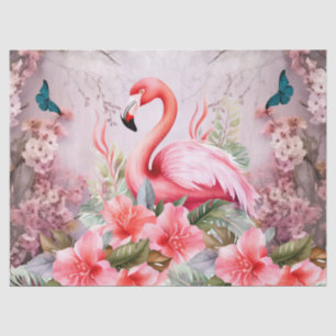 Papel De Seda Dissociação de Flamores Tropicais e Flamingos Rosa