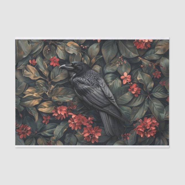Papel De Seda Dissociação de Flores Botânicas Raven (Frente )