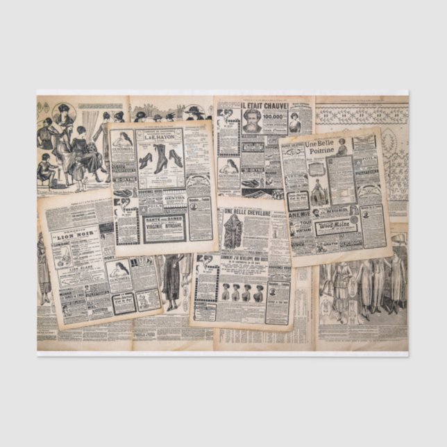 Papel De Seda Dissociação de Folhas de Anúncio de Jornal Antiqua (Frente )