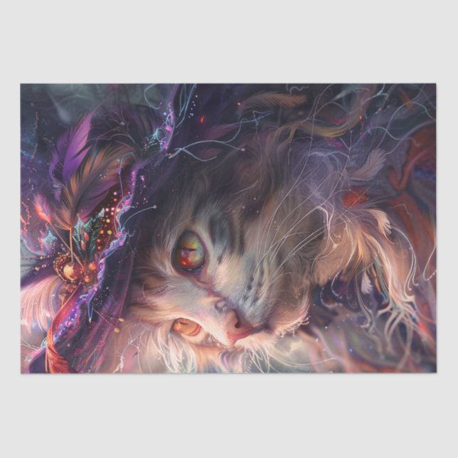 Papel De Seda Dissociação de Gato de Bruxa Branca Vestindo o Cha (Frente )