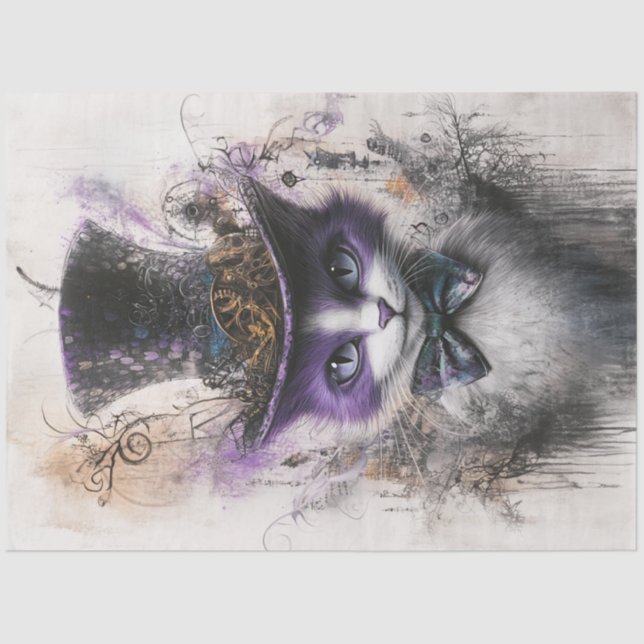 Papel De Seda Dissociação de Gato Preto Roxo Superior (Frente )