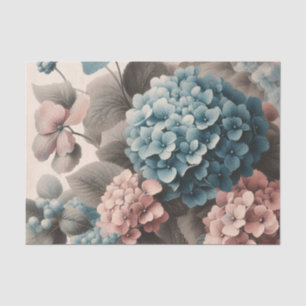 Papel De Seda Dissociação de Hydrangea Azul e Rosa