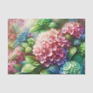 Papel De Seda Dissociação de Hydrangea Verde e Rosa Vibrantes