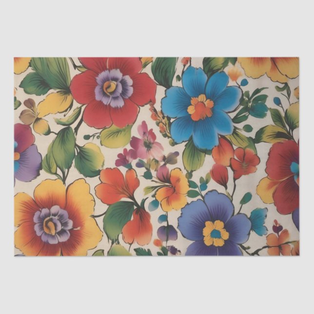 Papel De Seda Dissociação de Impressão de Flor Italiano / (Frente )