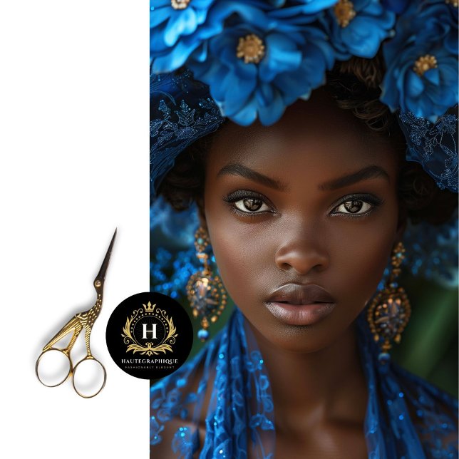 Papel De Seda Dissociação de Mulher Afro-Americana Dourada Azul (Criador carregado)