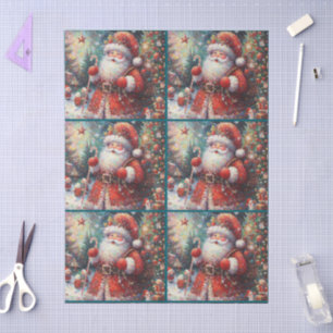 Papel De Seda Dissociação de Natal Impressionista do Papai Noel