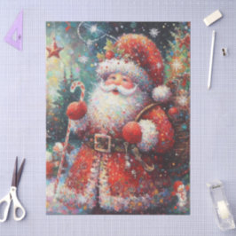 Papel De Seda Dissociação de Natal Impressionista do Papai Noel
