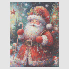 Papel De Seda Dissociação de Natal Impressionista do Papai Noel