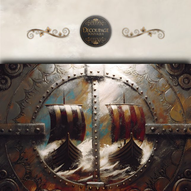 Papel De Seda Dissociação de navegação de exibição de blindagem (Shield View Viking Ships Decoupage tissue Paper)