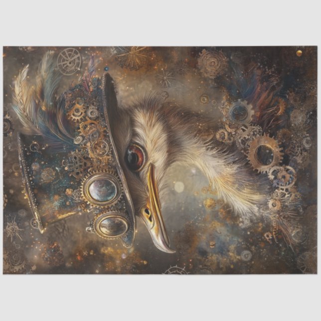 Papel De Seda Dissociação de Ostrich Top Hat Steampunk Impressio (Frente )