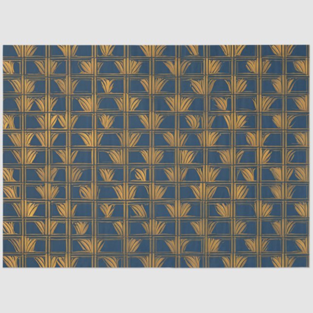 Papel De Seda Dissociação de padrão azul e Dourado (Frente )