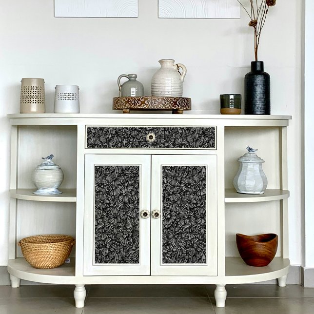 Papel De Seda Dissociação de padrão de margarida preto e branco (Criador carregado)