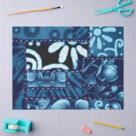 Papel De Seda Dissociação de Padrão Floral Azul Louco