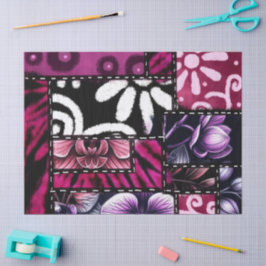 Papel De Seda Dissociação de Padrão Floral de Cereja Preta Louca