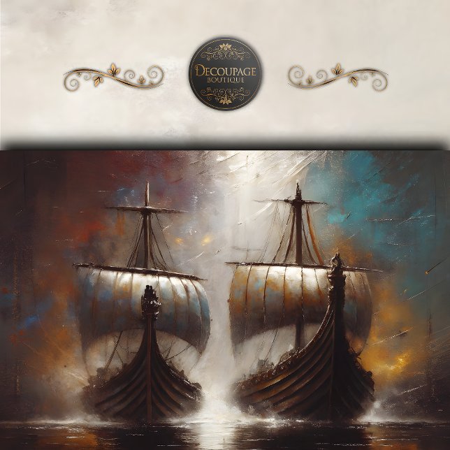 Papel De Seda Dissociação de Palangres Twin Viking (Twin Viking Longships Decoupage Tissue Paper)