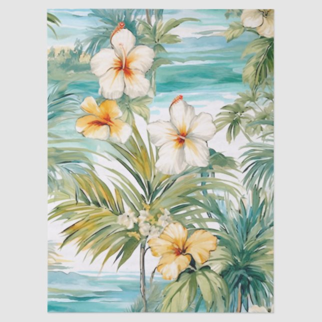 Papel De Seda Dissociação de Pastel Tropical Hibiscus (Frente )