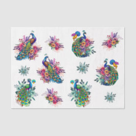 Papel De Seda Dissociação de Pavão Floral Colorida