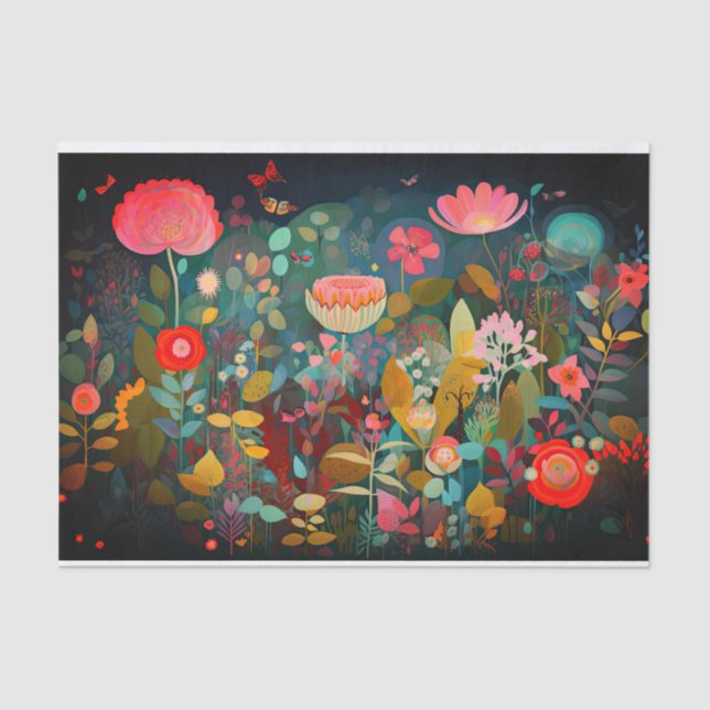 Papel De Seda Dissociação de pintura por Abstrato de flores de C (Frente )