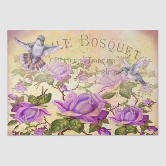 Papel De Seda Dissociação de Rosas e Aves Humanos (Frente )