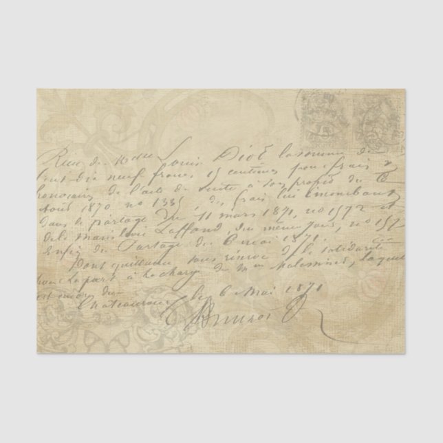 Papel De Seda Dissociação de Script de Letra Escrita na Mão Vint (Frente )