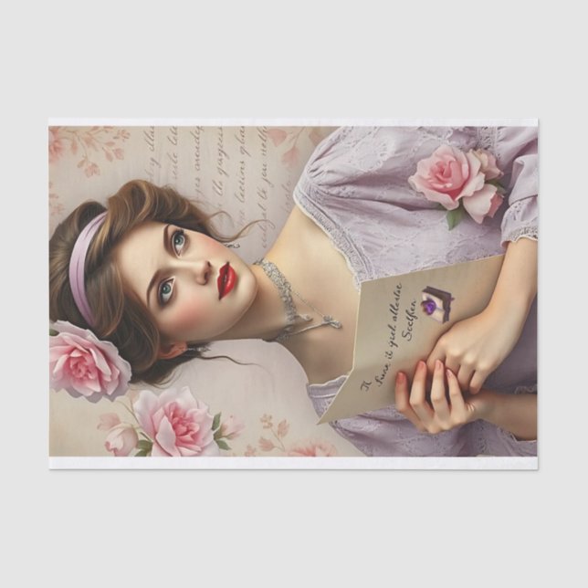 Papel De Seda Dissociação de Script Floral da Senhora Vitoriana  (Frente )