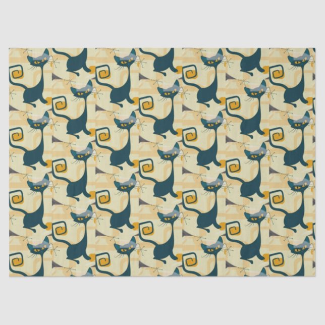 Papel De Seda Dissociação de Starburst de Gato Negro de Meio séc (Frente )