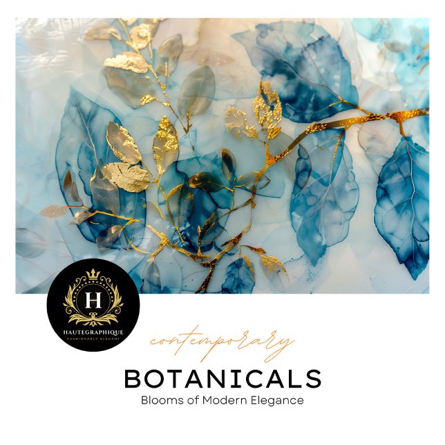 Papel De Seda Dissociação de Tecido Azul Elegante e Dourado Folh (Criador carregado)