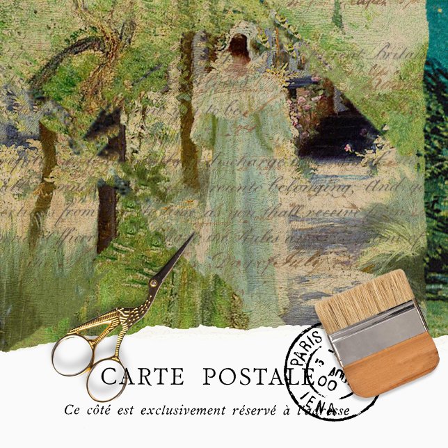 Papel De Seda Dissociação de Textura Verde da Mulher Rustic Vint (Criador carregado)