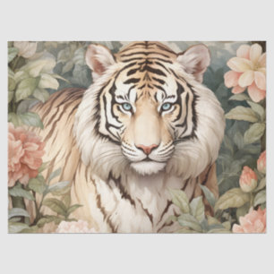 Papel De Seda Dissociação de Tigre Floral da Pastel Watercolor