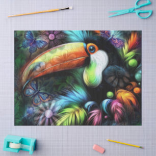 Papel De Seda Dissociação de tucanos de pássaros de Abstrato Whi