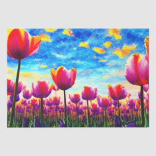 Papel De Seda Dissociação de Tulipas Coloridas Vibrantes