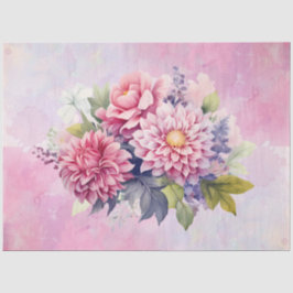 Papel De Seda Dissociação do Buquê Floral Pastel Watercolor