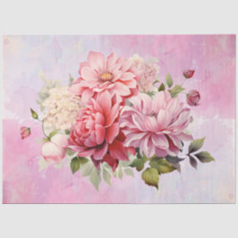 Papel De Seda Dissociação do Buquê Floral Pastel Watercolor