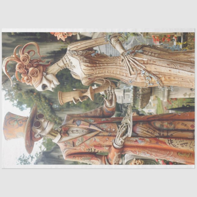 Papel De Seda Dissociação do Casal Skelton do Halloween (Frente )