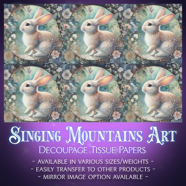 Papel De Seda Dissociação do Coelho Floral Pastel Art Nouveau (Criador carregado)