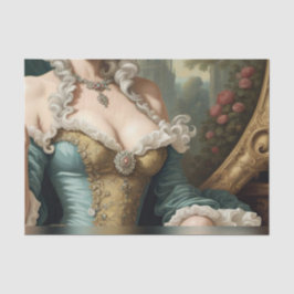 Papel De Seda Dissociação do Corset Rococo em Francês Azul e Dou