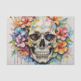 Papel De Seda Dissociação do crânio de Hibisco tropical colorida